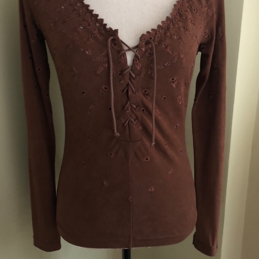 Anti Flirt Paris stretchy ultra suede top. Size 3